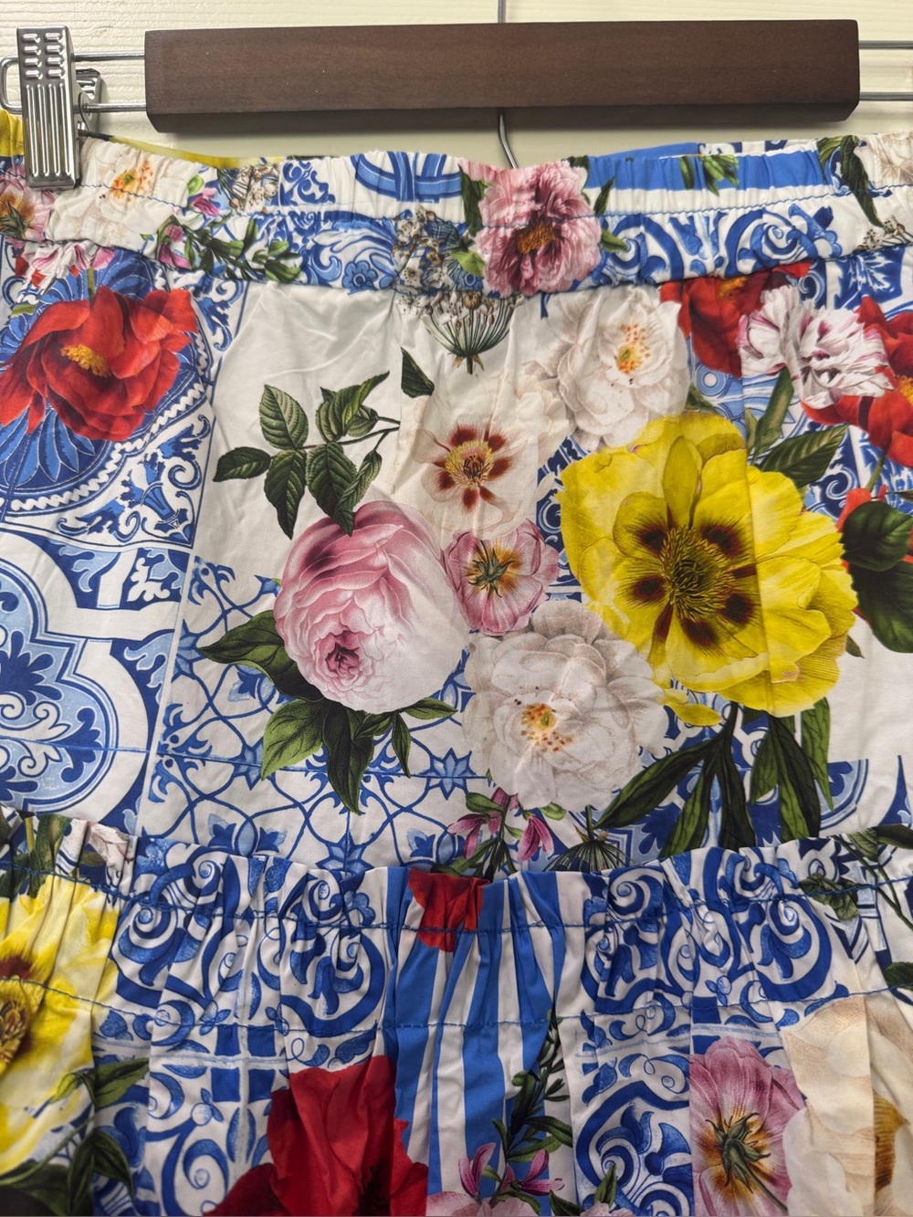 Boston Proper Tiered A-line Skirt Women’s M Cotton Floral striped Side Zip - Picture 5 of 5